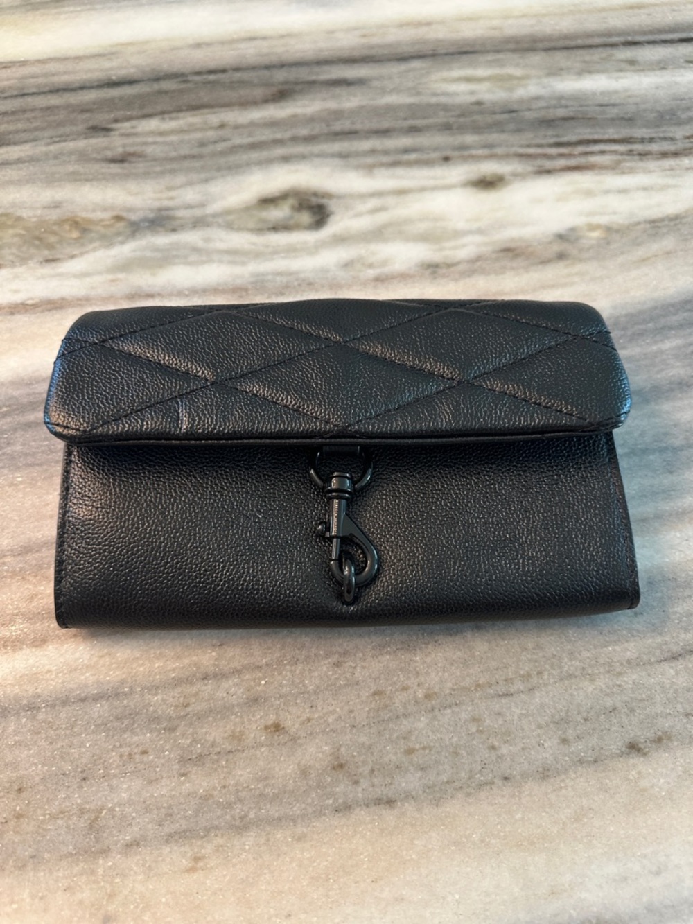 REBECCA MINKOFF QUILTED LEATHER CLUTCH